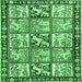 Square Machine Washable Persian Emerald Green Traditional Area Rugs, wshtr4382emgrn