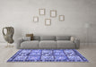 Machine Washable Persian Blue Traditional Rug in a Living Room, wshtr4382blu