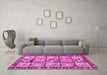 Machine Washable Persian Pink Traditional Rug in a Living Room, wshtr4382pnk