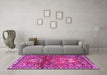 Machine Washable Persian Pink Traditional Rug in a Living Room, wshtr4383pnk