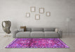 Machine Washable Persian Purple Traditional Area Rugs in a Living Room, wshtr4383pur