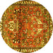 Round Persian Yellow Traditional Rug, tr4383yw