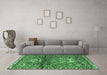 Machine Washable Persian Emerald Green Traditional Area Rugs in a Living Room,, wshtr4383emgrn