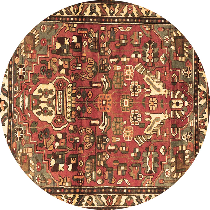 Round Persian Brown Traditional Rug, tr4383brn
