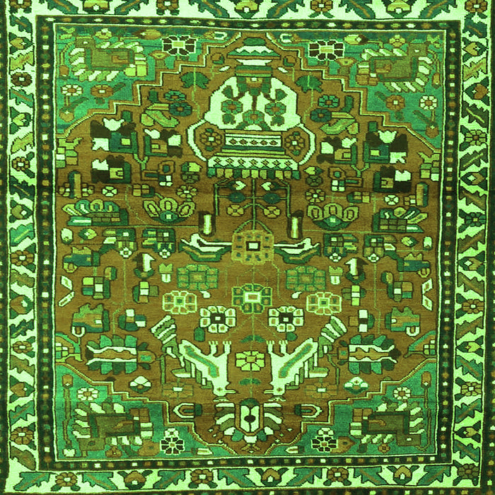 Round Machine Washable Persian Green Traditional Area Rugs, wshtr4383grn