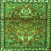 Round Machine Washable Persian Green Traditional Area Rugs, wshtr4383grn