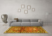 Machine Washable Persian Yellow Traditional Rug in a Living Room, wshtr4383yw