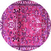 Round Machine Washable Persian Pink Traditional Rug, wshtr4383pnk