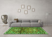 Machine Washable Persian Green Traditional Area Rugs in a Living Room,, wshtr4383grn