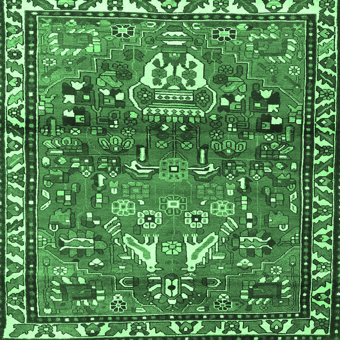 Square Persian Emerald Green Traditional Rug, tr4383emgrn