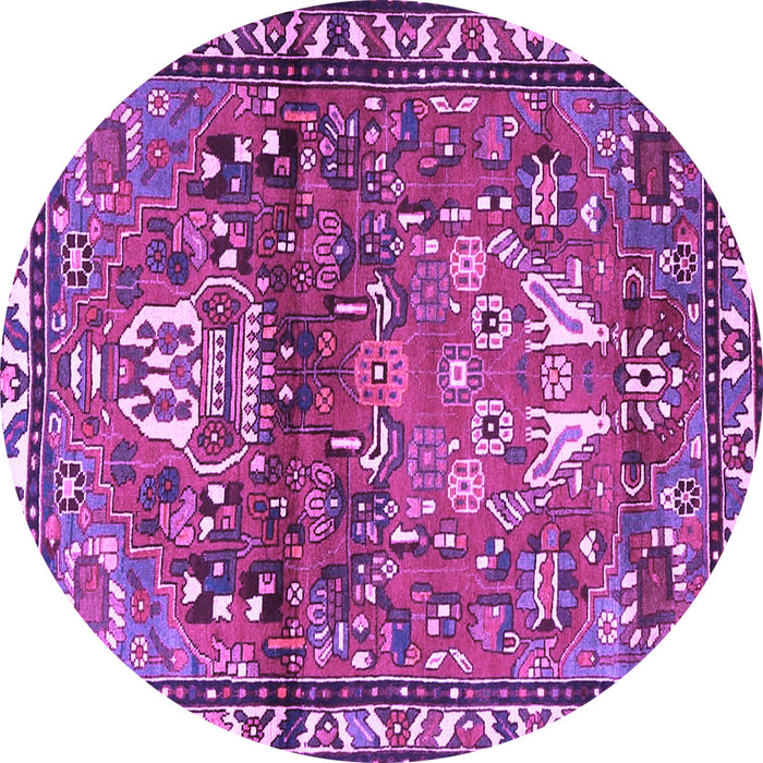 Round Persian Purple Traditional Rug, tr4383pur