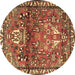 Round Machine Washable Persian Brown Traditional Rug, wshtr4383brn