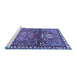 Sideview of Machine Washable Persian Blue Traditional Rug, wshtr4383blu