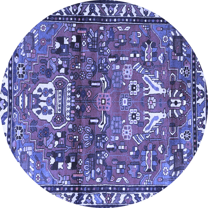 Round Persian Blue Traditional Rug, tr4383blu