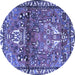 Round Persian Blue Traditional Rug, tr4383blu