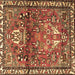 Square Machine Washable Persian Brown Traditional Rug, wshtr4383brn