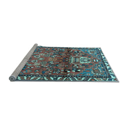 Sideview of Machine Washable Persian Light Blue Traditional Rug, wshtr4383lblu