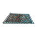 Sideview of Machine Washable Persian Light Blue Traditional Rug, wshtr4383lblu