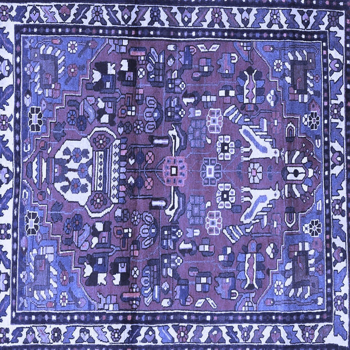 Square Machine Washable Persian Blue Traditional Rug, wshtr4383blu