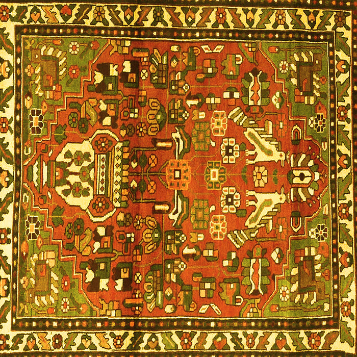 Square Machine Washable Persian Yellow Traditional Rug, wshtr4383yw