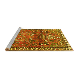 Sideview of Machine Washable Persian Yellow Traditional Rug, wshtr4383yw
