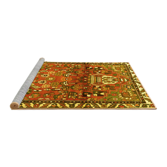 Sideview of Machine Washable Persian Yellow Traditional Rug, wshtr4383yw