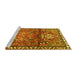 Sideview of Machine Washable Persian Yellow Traditional Rug, wshtr4383yw