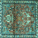 Square Machine Washable Persian Turquoise Traditional Area Rugs, wshtr4383turq