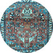 Round Persian Light Blue Traditional Rug, tr4383lblu