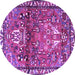 Round Machine Washable Persian Purple Traditional Area Rugs, wshtr4383pur