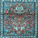 Square Machine Washable Persian Light Blue Traditional Rug, wshtr4383lblu