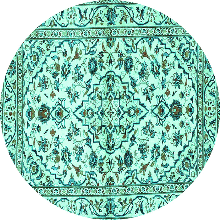 Round Persian Turquoise Traditional Rug, tr4384turq