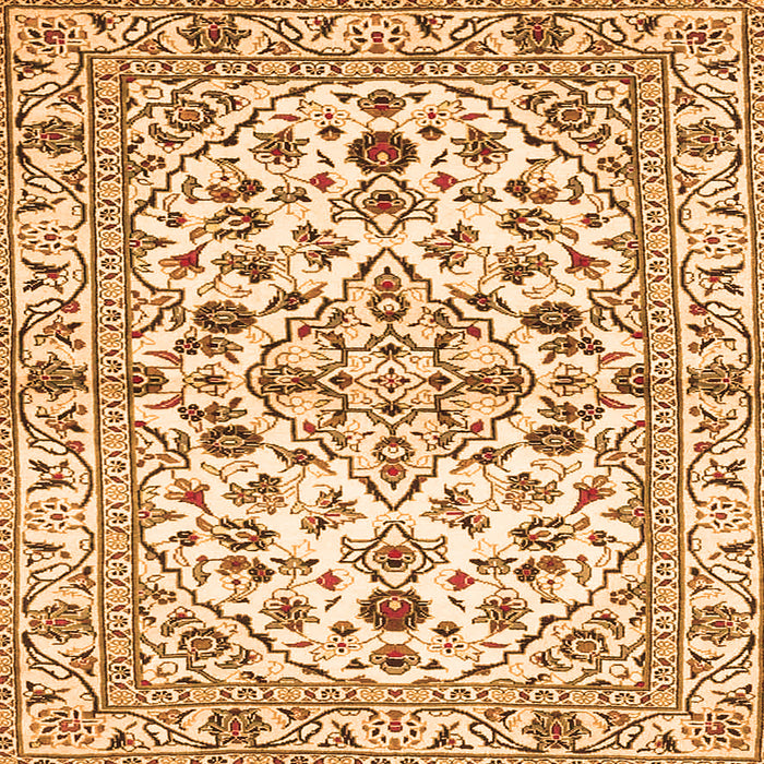 Round Machine Washable Persian Orange Traditional Area Rugs, wshtr4384org