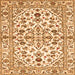Round Machine Washable Persian Orange Traditional Area Rugs, wshtr4384org