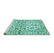 Sideview of Machine Washable Persian Turquoise Traditional Area Rugs, wshtr4384turq