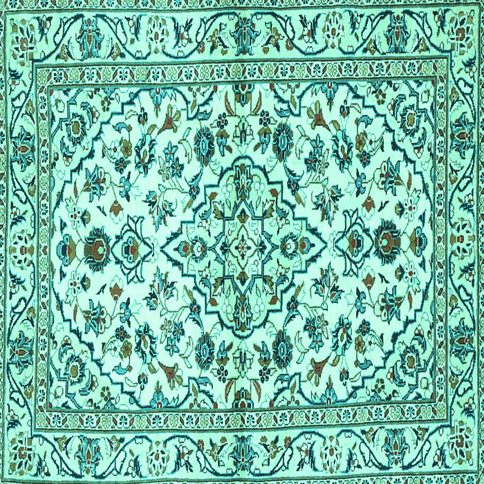Square Machine Washable Persian Turquoise Traditional Area Rugs, wshtr4384turq