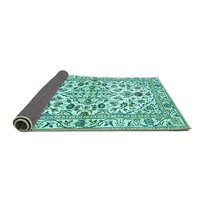 Sideview of Persian Turquoise Traditional Rug, tr4384turq
