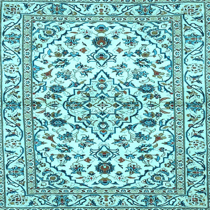 Square Machine Washable Persian Light Blue Traditional Rug, wshtr4384lblu