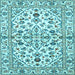 Square Machine Washable Persian Light Blue Traditional Rug, wshtr4384lblu