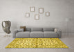 Machine Washable Persian Yellow Traditional Rug in a Living Room, wshtr4384yw