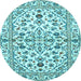 Round Machine Washable Persian Light Blue Traditional Rug, wshtr4384lblu