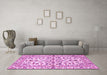 Machine Washable Persian Pink Traditional Rug in a Living Room, wshtr4384pnk