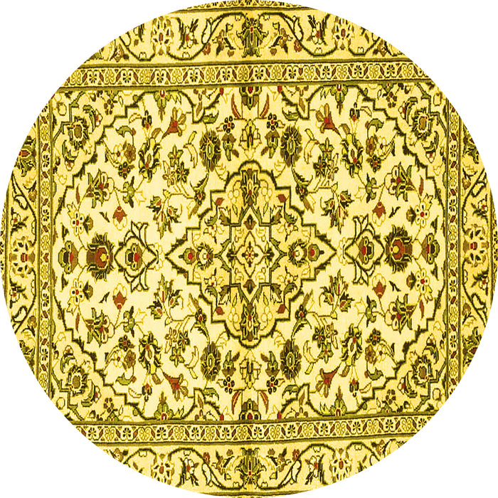 Round Persian Yellow Traditional Rug, tr4384yw