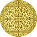 Round Persian Yellow Traditional Rug, tr4384yw
