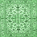 Square Machine Washable Persian Emerald Green Traditional Area Rugs, wshtr4384emgrn