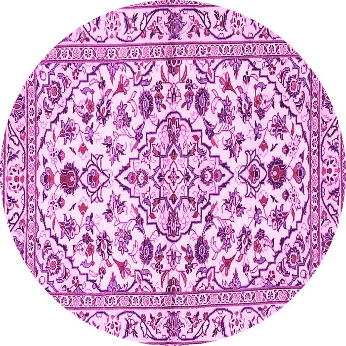 Round Machine Washable Persian Pink Traditional Rug, wshtr4384pnk