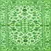 Round Machine Washable Persian Green Traditional Area Rugs, wshtr4384grn