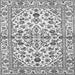 Round Machine Washable Persian Gray Traditional Rug, wshtr4384gry