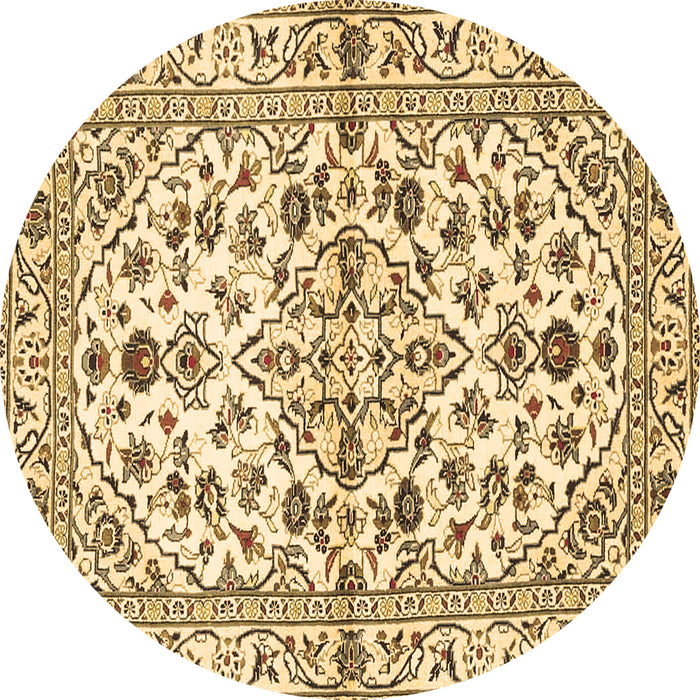 Round Machine Washable Persian Brown Traditional Rug, wshtr4384brn