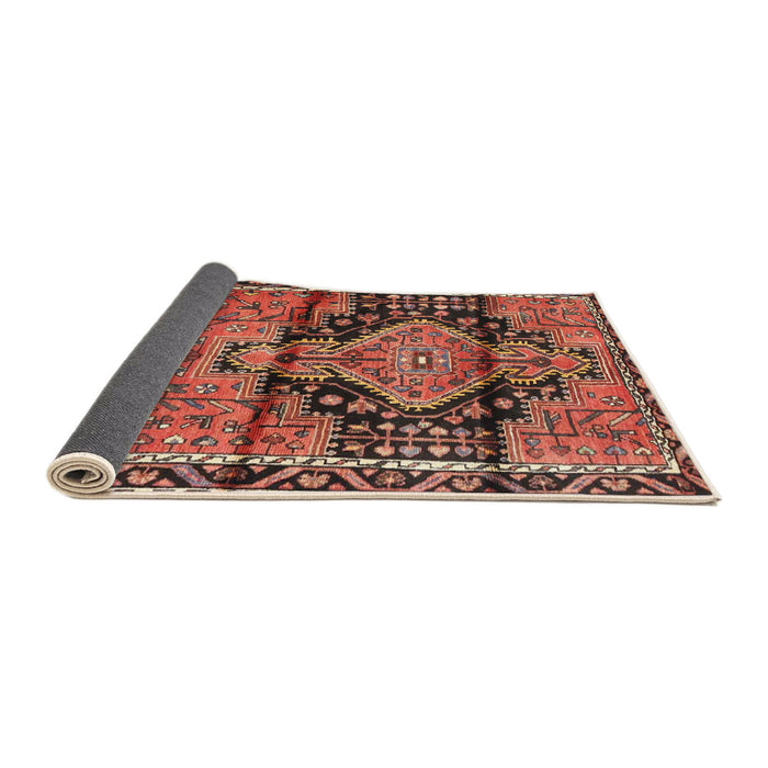 Sideview of Traditional Saffron Red Persian Rug, tr4385